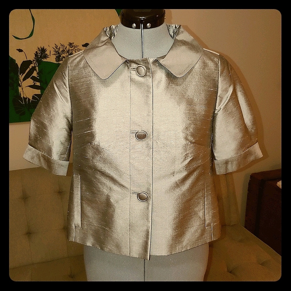 Loft silk shantung metallic cropped jacket NWOT - Picture 12 of 12